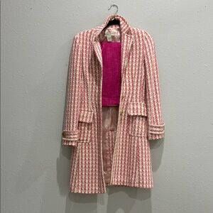 Chic Pink Houndstooth Women's Coat
